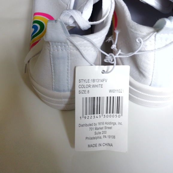 Rainbow Sunshine White Canvas Tennis Shoes size 8 NEW - Picture 7 of 7